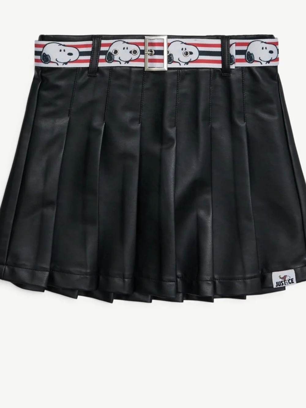 Justice Black Pleated Faux Leather Mini Skirt